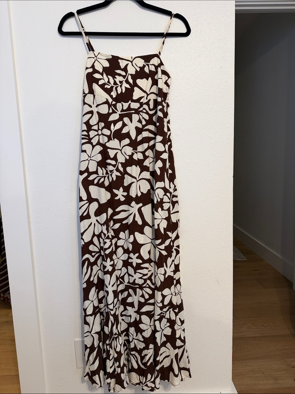 Brown and Cream Floral Maxi Skirt